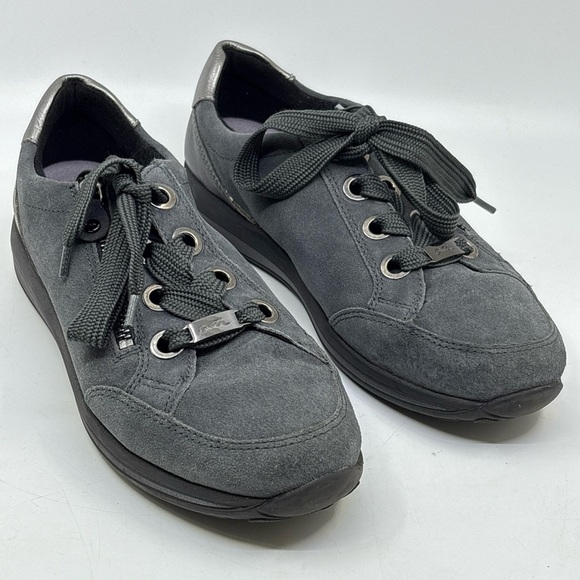 Ara High Soft Lace-Up Sneakers With Side Zipper In Gray & Black Size 7 - Picture 2 of 9